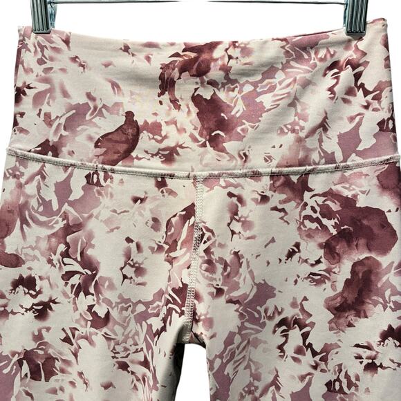 Leggings Athletic Workout Athleisure Yoga Pants Floral Pink Mauve Flaws - Picture 3 of 9